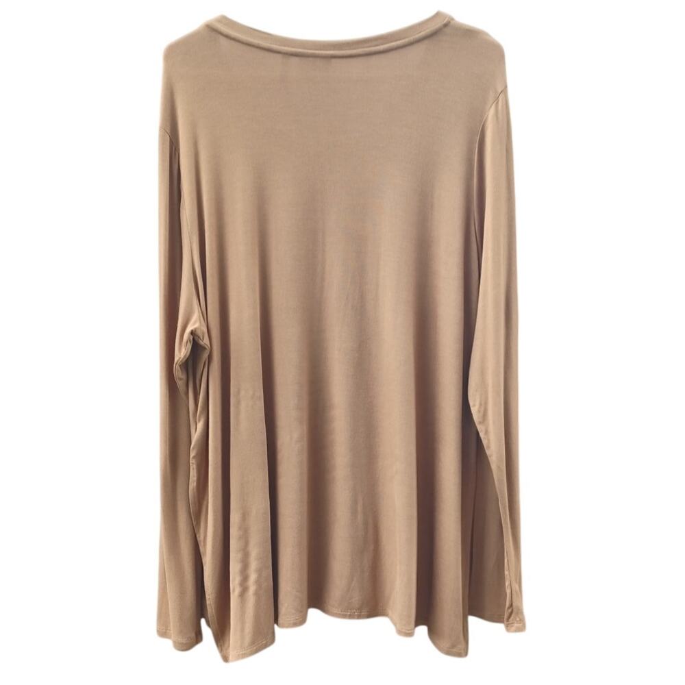Camel Brown Oversized Tunic Top XL Lagenlook Boho Side Slit Stretch - Picture 3 of 8